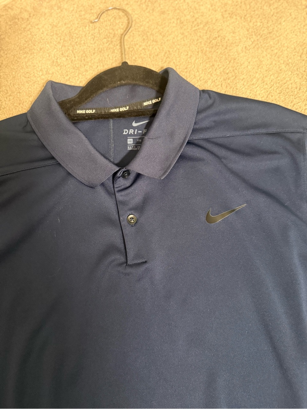 Nike Navy Blue Dri-FIT Golf Polo with Black Swoosh